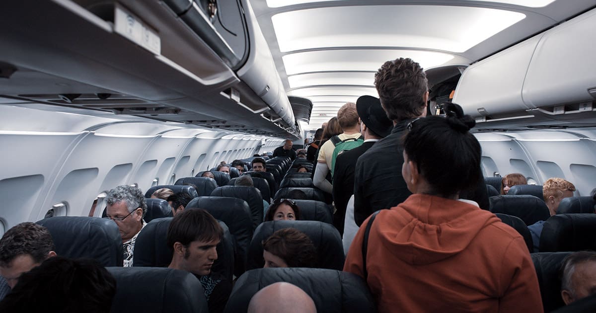boarding airplane